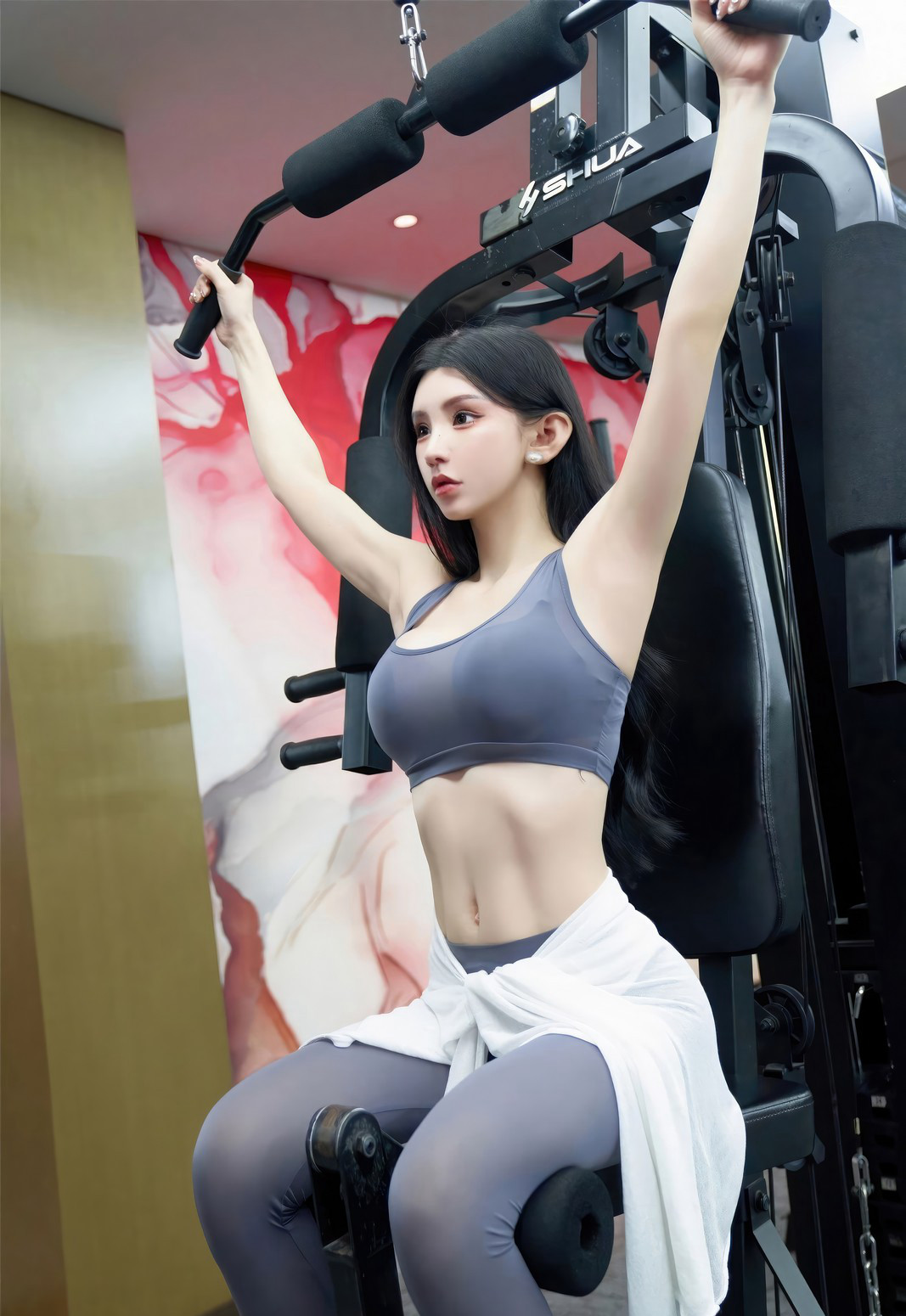 周于希极品美臀紧身健身裤性感身材健身房套图（17/18）