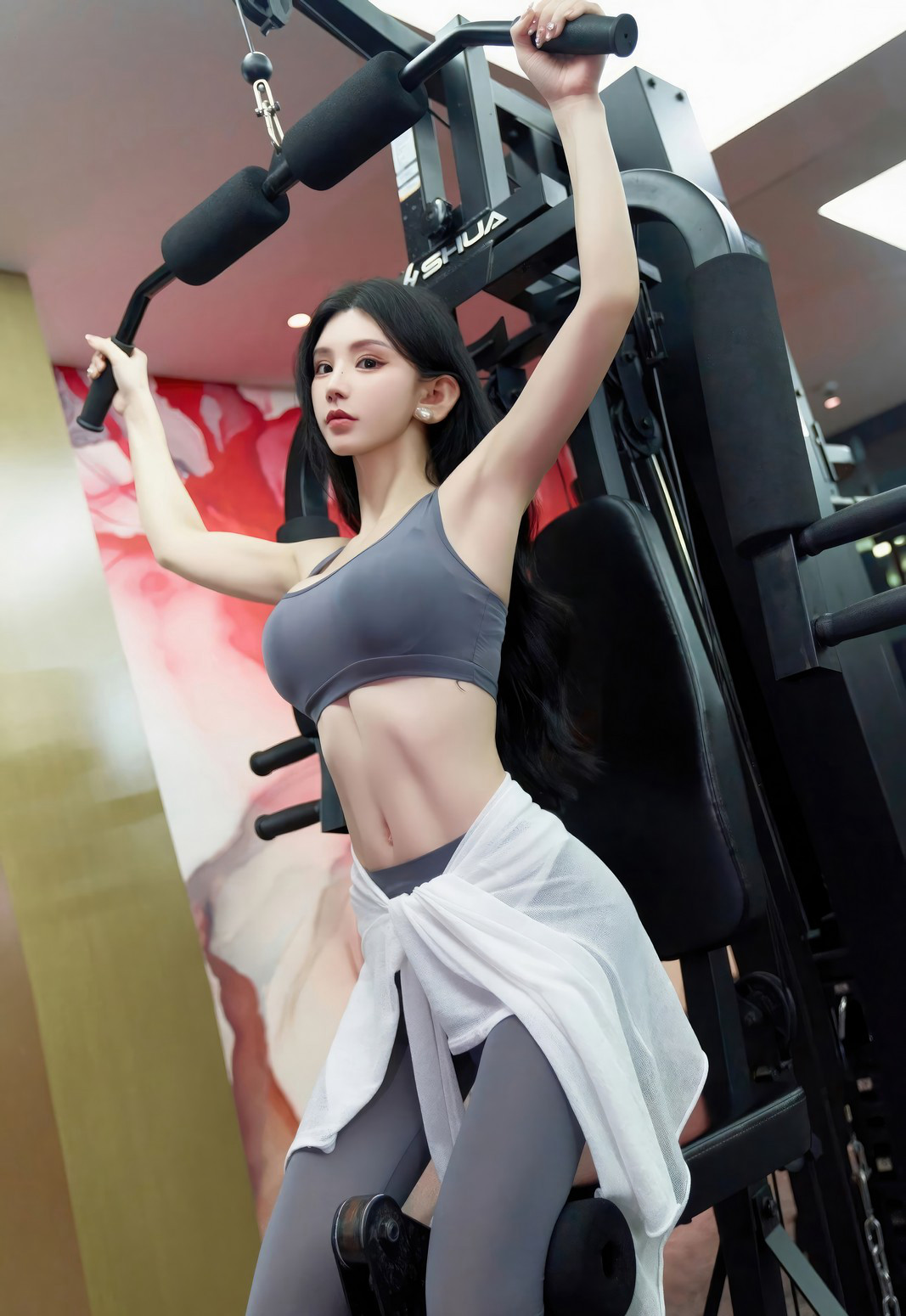 周于希极品美臀紧身健身裤性感身材健身房套图（16/18）
